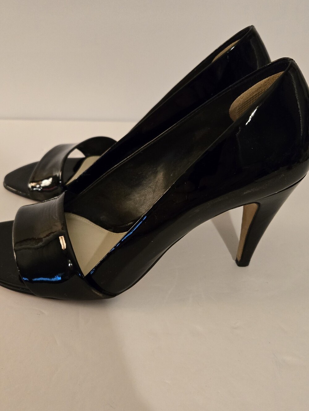 Antonio Melani Womens Jem Black Patent Leather Peep Toe Heels Size 8.5M - Picture 5 of 10